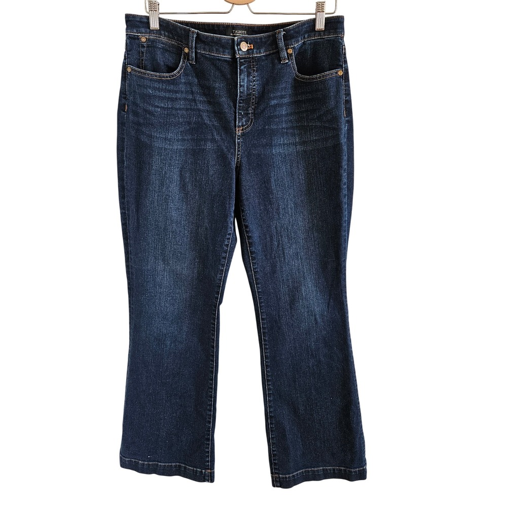 Talbots Woman Flawless Five Pocket Flare Jeans Size 12 Dark Wash Western Casual